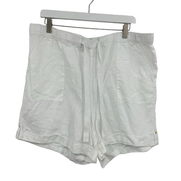 Ellen Tracy Linen White Drawstring Waist Shorts Size XL - Picture 1 of 4